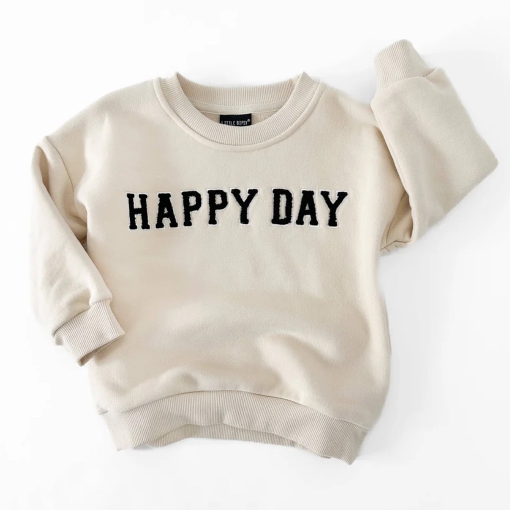 Little Bipsy Happy Day Crewneck Sweatshirt in Sand Size 6-12 Months